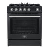 Forno Leonardo Espresso 30\" Black Gas Range, 5 cu.ft Convection Oven-FFSGS1116-30BLK