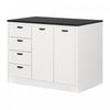 Myro Kitchen Island With Storage - Faux Black Stone And White 