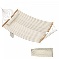 Outsunny Outdoor Hammock 440LB Capacity with Wood Spreader Bar, Cream White