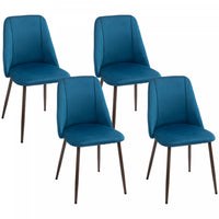 HOMCOM Dining Chairs Set of 4, Velvet Accent Chair, Dark Blue
