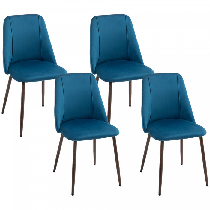 HOMCOM Dining Chairs Set of 4, Velvet Accent Chair, Dark Blue