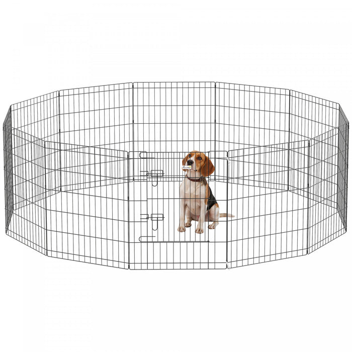 PawHut Dog Playpen Puppy Play Pen, 12 Panels Pet Exercise Fences for Outside Indoor, 30\"H