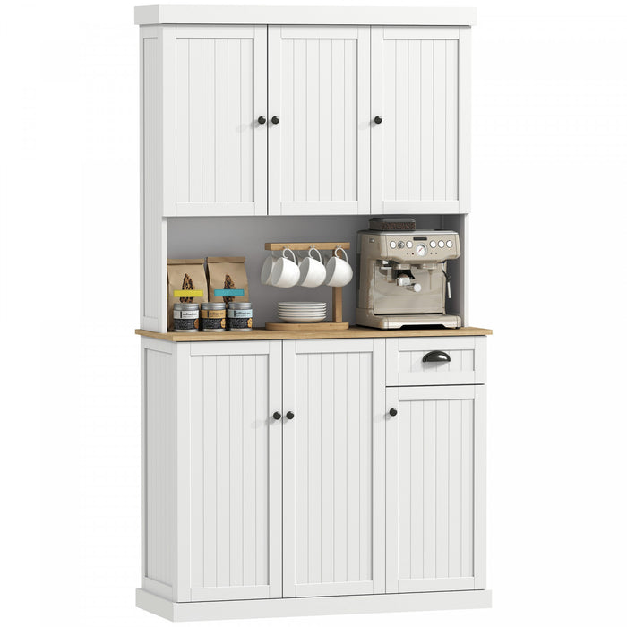 HOMCOM 71\" Buffet with Hutch, Kitchen Pantry Storage Cabinet with Drawer
