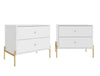 Jasper Modern 25\" Nightstand in White (2-Drawer) - Set of 2