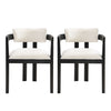 Evelyn Rubberwood Dining Chair with Armrests and Upholstery Seating Set of 2,Black