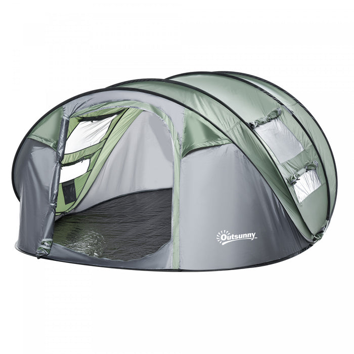 Outsunny 5 Person Camping Tent Automatic Pop Up Tent With Carry Bag Doors