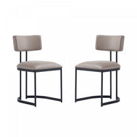 Juno Contemporary Modern Vegan Leather Metal Side Chair in Taupe - Set of 2 