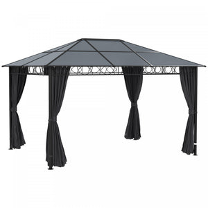 Outsunny 13' X 10' Hardtop Gazebo Canopy, Outdoor Patio Gazebo, Dark Grey