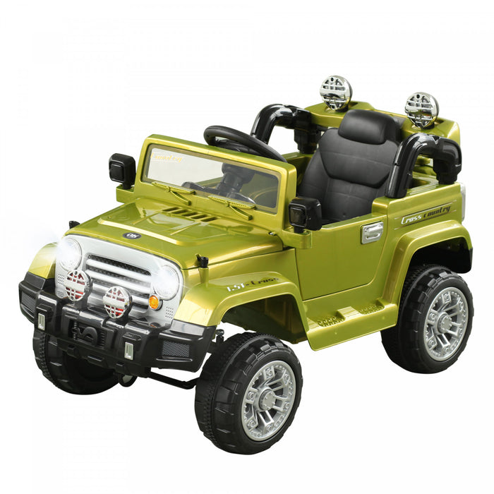 Aosom 12v Kids Electric Ride On Toy Truck Car With Remote Control 2 Speeds Lights Mp3 Lcd Indicator (green)