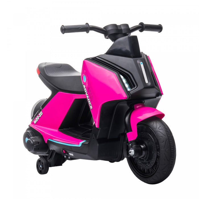 Aosom Electric Powered Ride-On Motorcycle For Kids, 6v Battery-powered Motorbike With Training Wheels, Ride-on Motorcycle Toy With Music, Headlights, Rechargeable Battery, For Ages 2-4, Pink