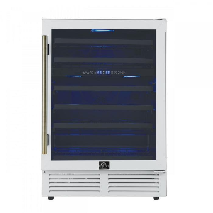 Forno Bacchino 24\" Wine Cooler, White,51 Bottle Capacity, Built-In or Freestanding-FWCDR6634-24WHT