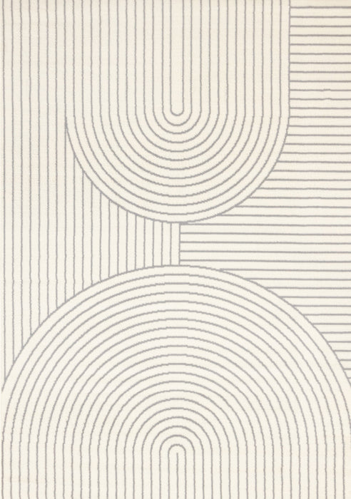 Forte White Grey Curved Arches Indoor Area Rug - 2'7\" x 4'11\"