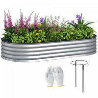 Outsunny Raised Garden Bed, 6' x 3' x 1' Galvanized Planter Box, Silver