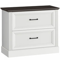 HOMCOM Lateral File Cabinet with 2 Drawers, Farmhouse Filing Cabinet, White