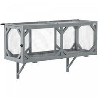 PawHut Cat Tunnel, Wooden Catio Outdoor Cat Enclosure with 2 Doors and Extendable Design, Wall-Mounted Pet Run for Indoor/Outdoor Use, Grey