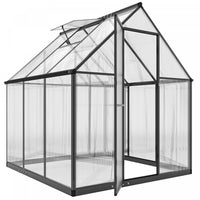 Outsunny Polycarbonate Greenhouse Walk-in Greenhouse with Swing Door, Black
