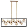 Dainolite Glasgow 13 Light Horizontal Pendant Square Frame Matte Black/Vintage Bronze Finish Champagne Glass Lamp