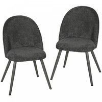 HOMCOM Dining Chairs Set of 2 with Velvet Fabric Upholstery, Dark Grey