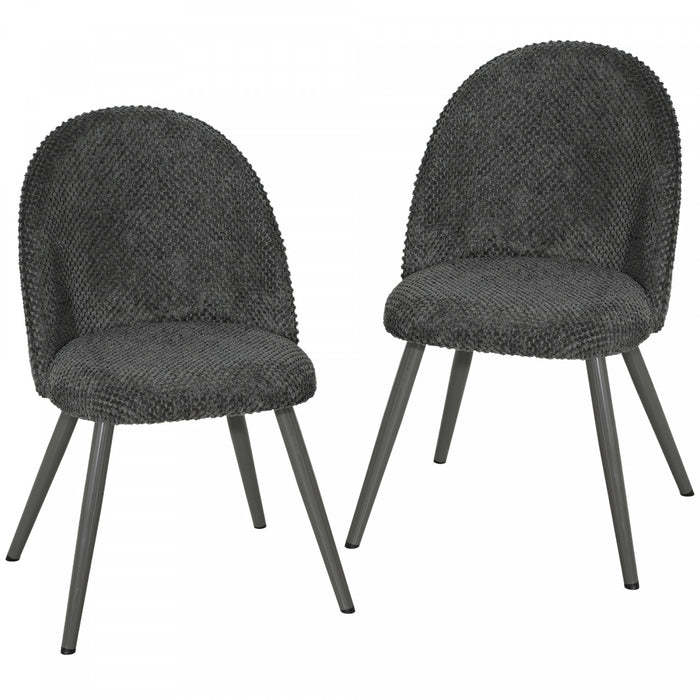 HOMCOM Dining Chairs Set of 2 with Velvet Fabric Upholstery, Dark Grey
