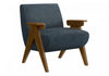 Monarch Specialties - Accent Chair, 31\"H, Upholstered, Living Room, Bedroom, Blue Fabric, Brown Walnut Wood