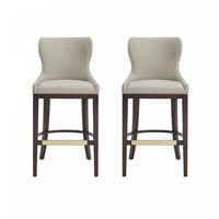 Blair Modern Wood Upholstered Barstool in Stone - Set of 2 Bar Stool 