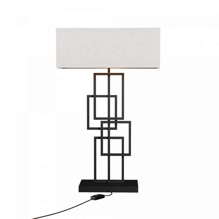 27\" Black Geometric Chic Table Lamp with Square Shade