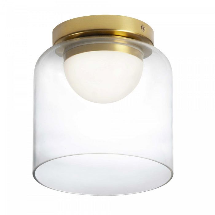 Dainolite Nadine 7\"dia. LED Flush Mount 10w Aged Brass Clear Glass Lamp
