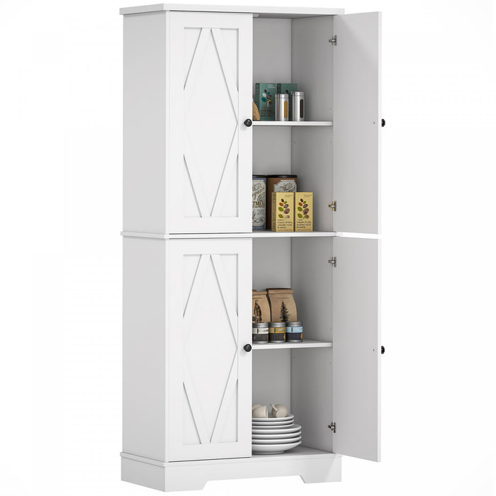 HOMCOM 71\" Farmhouse Tall Kitchen Pantry Storage Cabinet, White