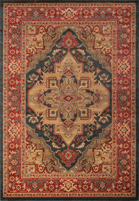 Lux Traditional 3'11\" x 5'7\" Area Rug in Blue Indoor Area Rug