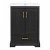Colin 24 Inch Modern Bathroom Vanity with Ceramic Sink & Storage, Black