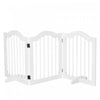 Pawhut Freestanding Pet Gate For Dogs 24\" Tall Foldable Dog Gates Indoor Wooden Barrier 3 Panels With 2 Support Feet, For Doorway Stairs, White