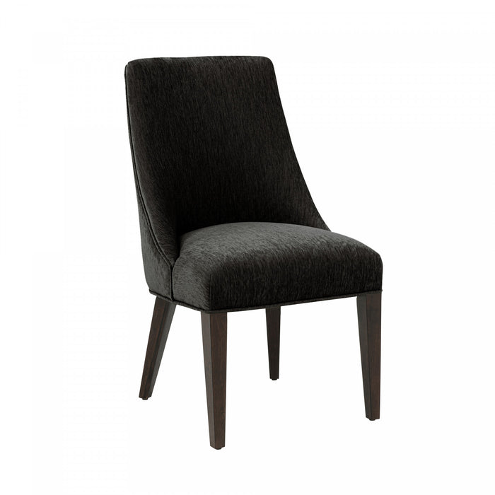 Beever Modern Chenille Wood Dining Chair in Black - Set of 2