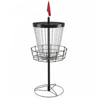 Soozier 24-Chain Portable Practice Basket for Disc Golf Target Stand, Easy Assembly & Lightweight Basket w/ Carry Bag, Black and Silver