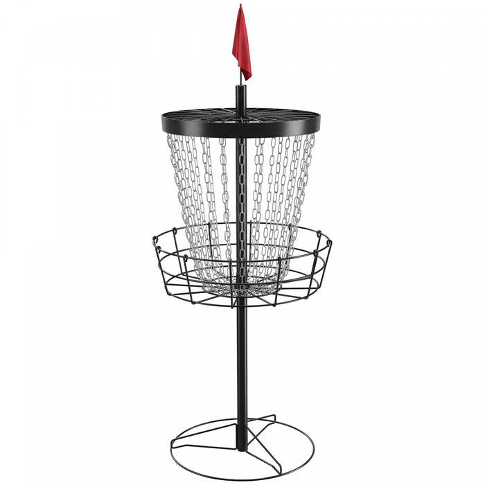 Soozier 24-Chain Portable Practice Basket for Disc Golf Target Stand, Easy Assembly & Lightweight Basket w/ Carry Bag, Black and Silver