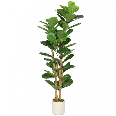 HOMCOM Faux Fiddle Leaf Fig Tree, 5FT Fake Tree for Indoor Decor