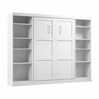 Bestar Pur Full Murphy Bed with Two Shelving Units 109-Inch Wall Bed - White