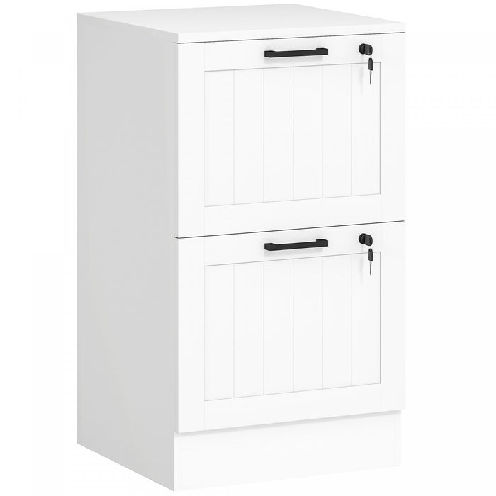 HOMCOM 2 Drawer File Cabinet with Lock Filing Cabinet for A4 Letter White