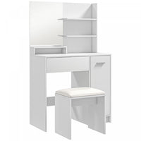 HOMCOM Vanity Desk with Mirror and Stool Makeup Vanity for Bedroom White