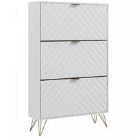 HOMCOM Shoe Storage Cabinet with 3 Flip Drawers for 18 Pairs of Shoes White