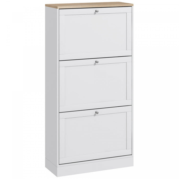 HOMCOM Modern Shoe Cabinet with 3 Flip Drawers for 12-18 Pairs of Shoes