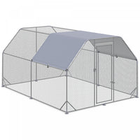 Pawhut Galvanized Large Metal Chicken Coop Cage Walk-in Enclosure Poultry Hen Run House Playpen Rabb