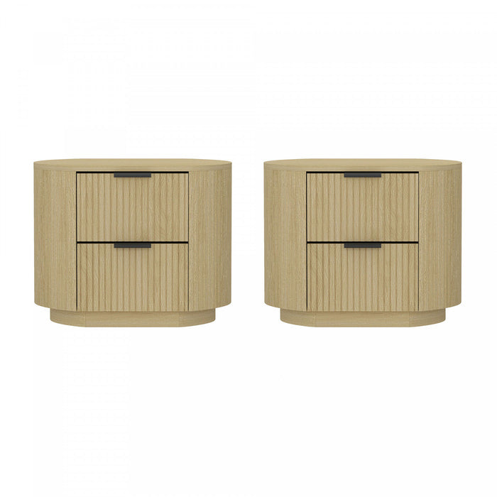 Olivia Manhattan Modern 27\" Nightstand in Natural Oak (2-Drawer) - Set of 2