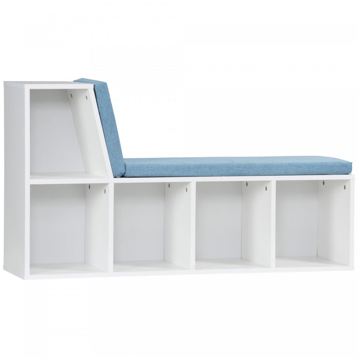 HOMCOM 5-Cubby Bookcase with Cushioned Reading Nook, Blue