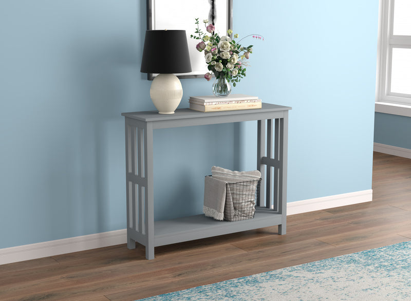 39” Console Table With One Shelf - Light Grey