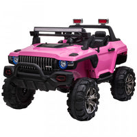 Aosom Kids Ride-on Car 12v Rc 2-seater Police Truck Electric Car For Kids With Full Led Lights, Mp3,