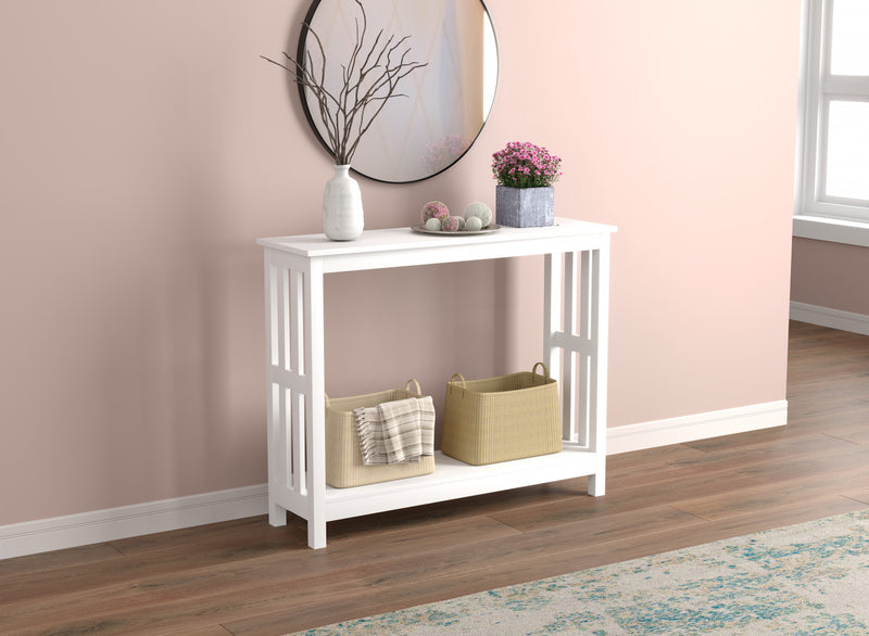 39” Console Table With One Shelf - White