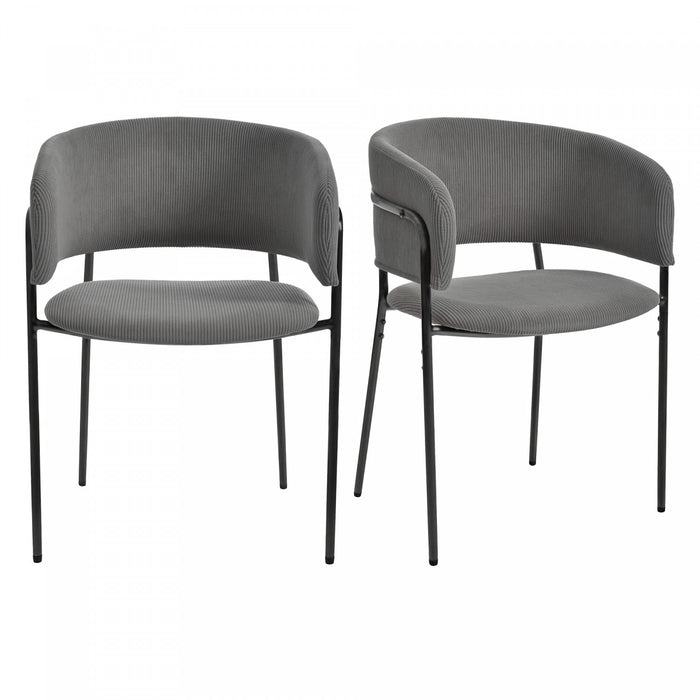 Ethan Set of 2 Modern Corduroy Upholstery Side Chair with Angled Legs and Adjustable Feet,Grey Dining Chair