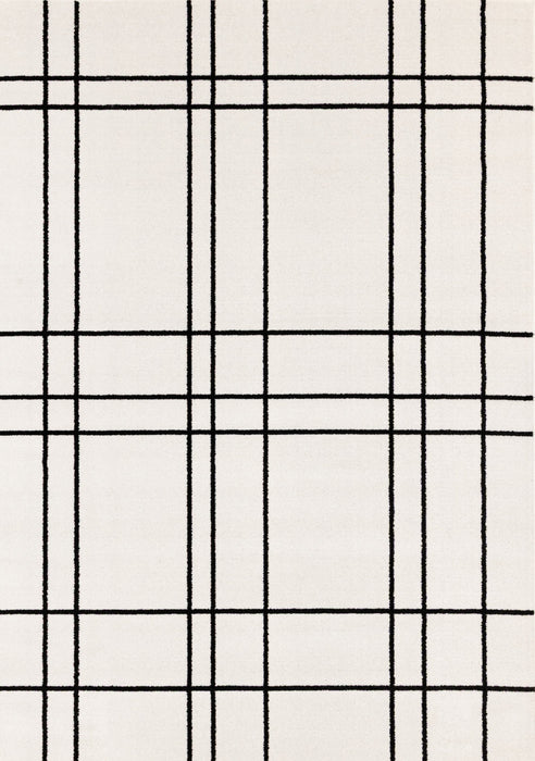 Covington Grey White Checkered Pattern Rug, 7'10\" x 10'6\" Indoor Area Rug