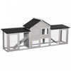 PawHut Large Rabbit Hutch Wood Bunny Cage Outdoor Guinea Pig House with Double Runs Slide Out Tray Ramps, 83\"x18\"x33\", Grey