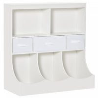 Homcom Kids Bookcase Toddler Toy Storage Organizer, Kid’s Bin Storage Unit Children Display Shelf Wa